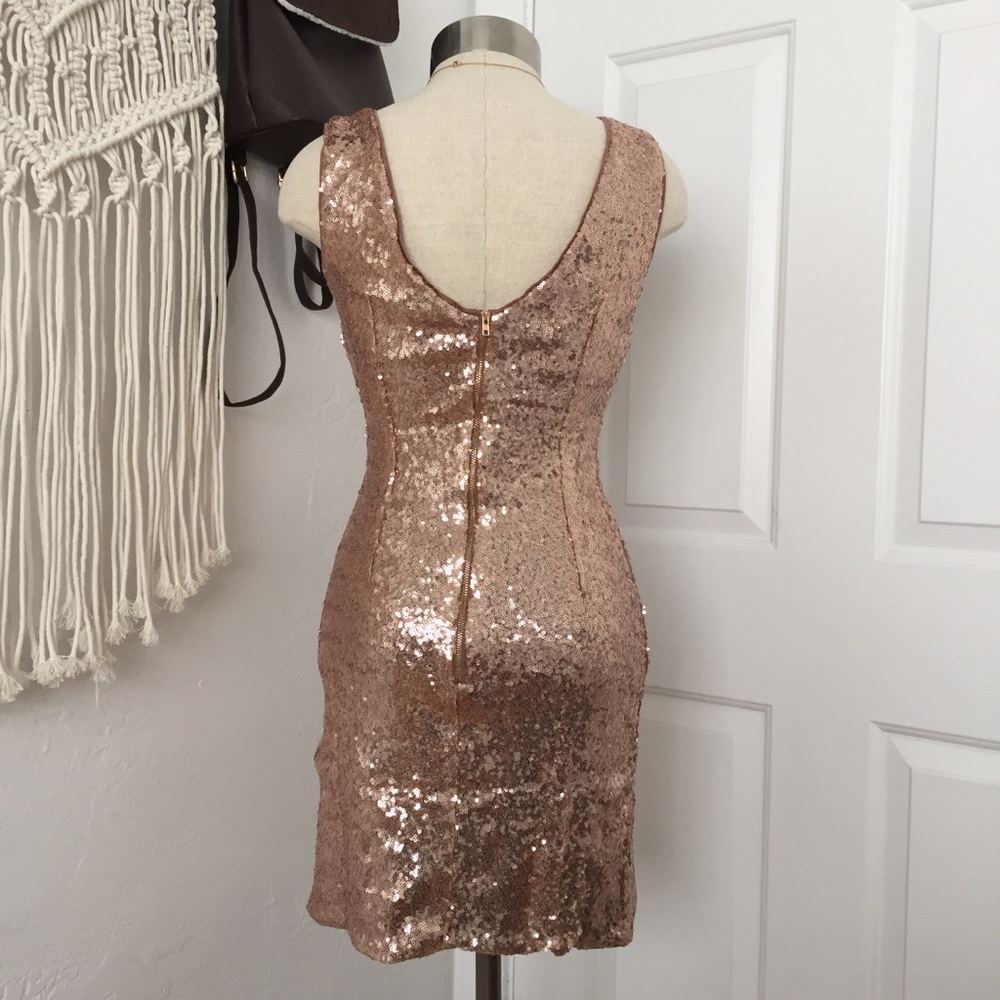 NWT Gold Sequin Mini Dress - Picture 2 of 3